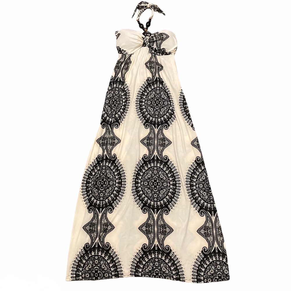 ♥️Y2K style VINTAGE♥️Strapless Maxi Dress with Beaded Necklace Halter